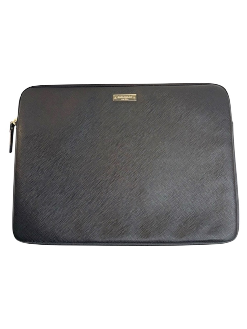 Kate Spade Black Laptop Sleeve 13” MacBook Case Gold Plaque Zip